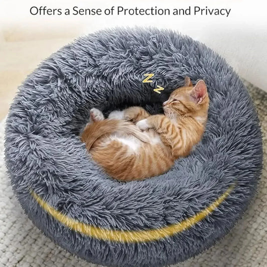 40-90cm Round Plush Pet Bed for Dogs & Cats