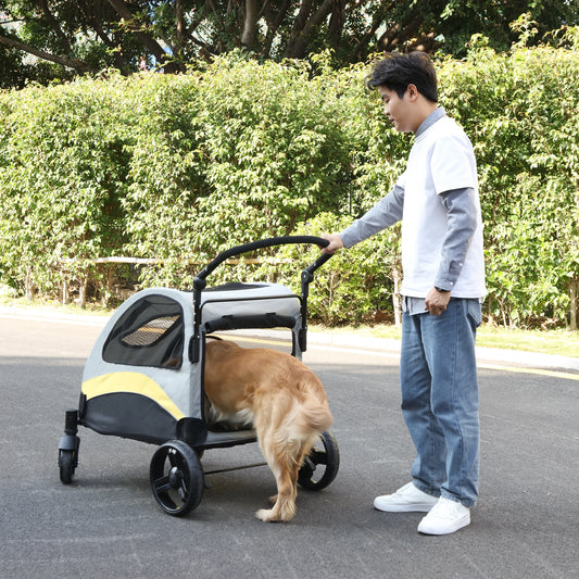 Portable 4-Wheel Dog Stroller Foldable Pet Carrier