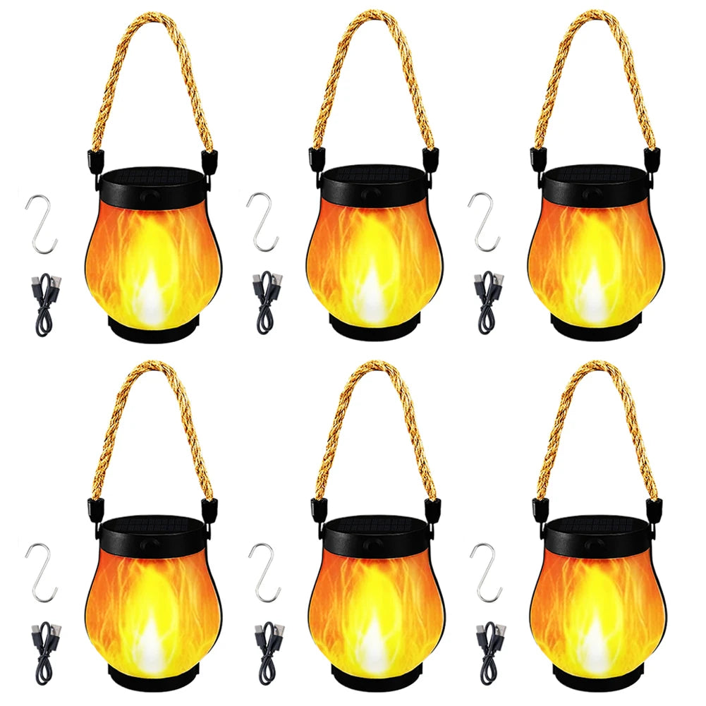 Solar Flame Light Rechargeable Hanging Garden Lantern