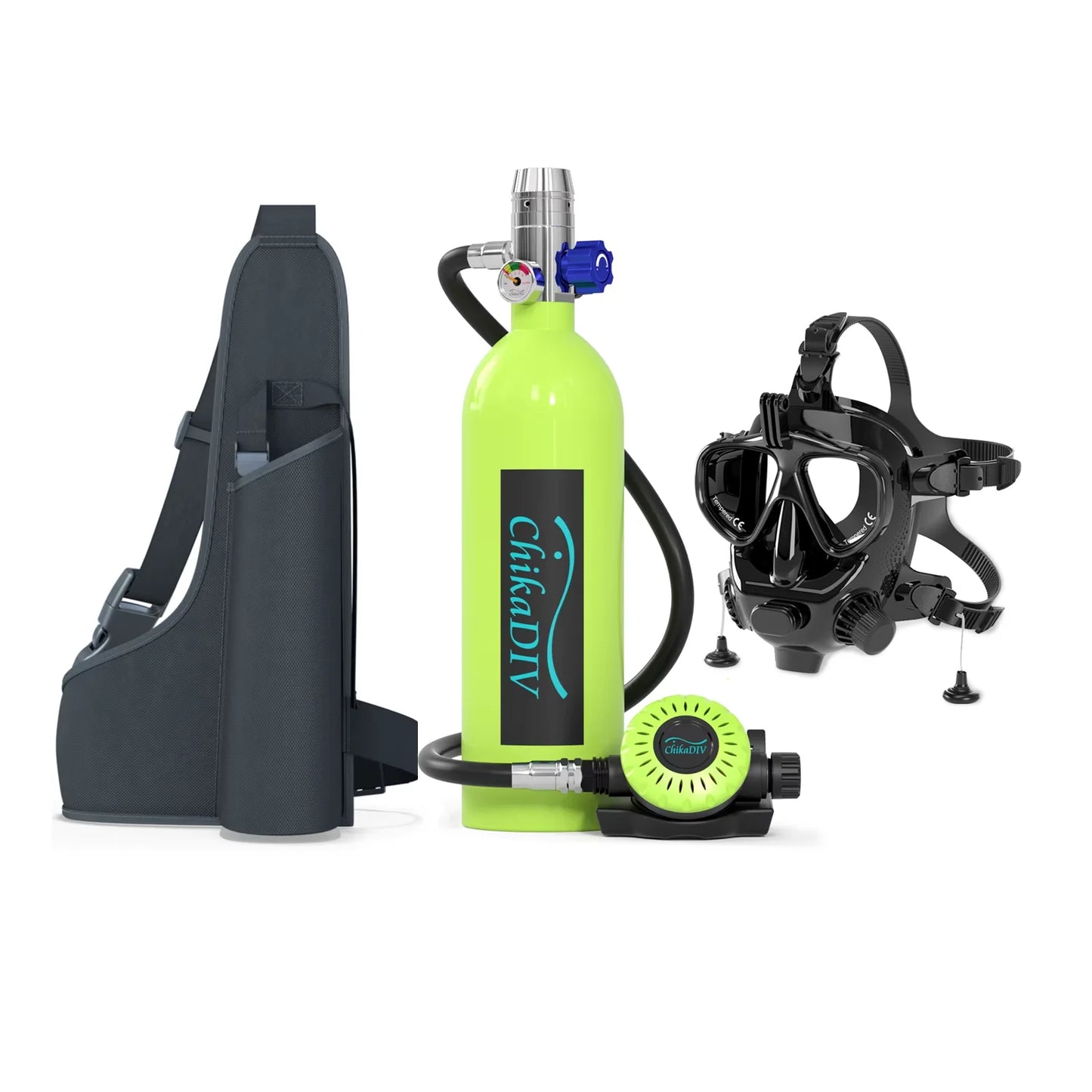 Scuba Diving Tank Set with Full Face Snorkel Mask