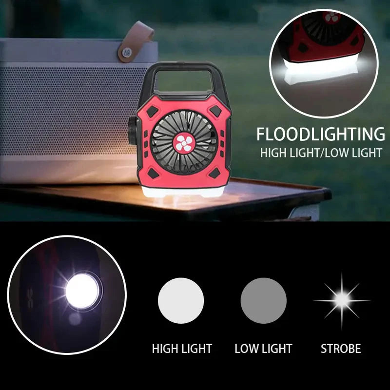 Versatile 2-in-1 Portable LED Camping Fan & Lamp