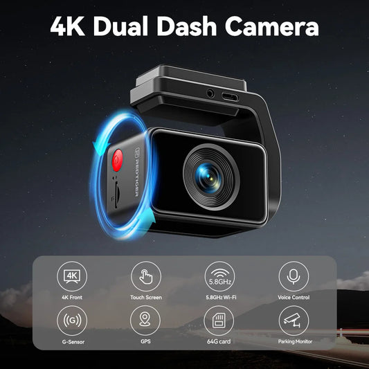 REDTIGER Dash Camera Front and Rear 4k