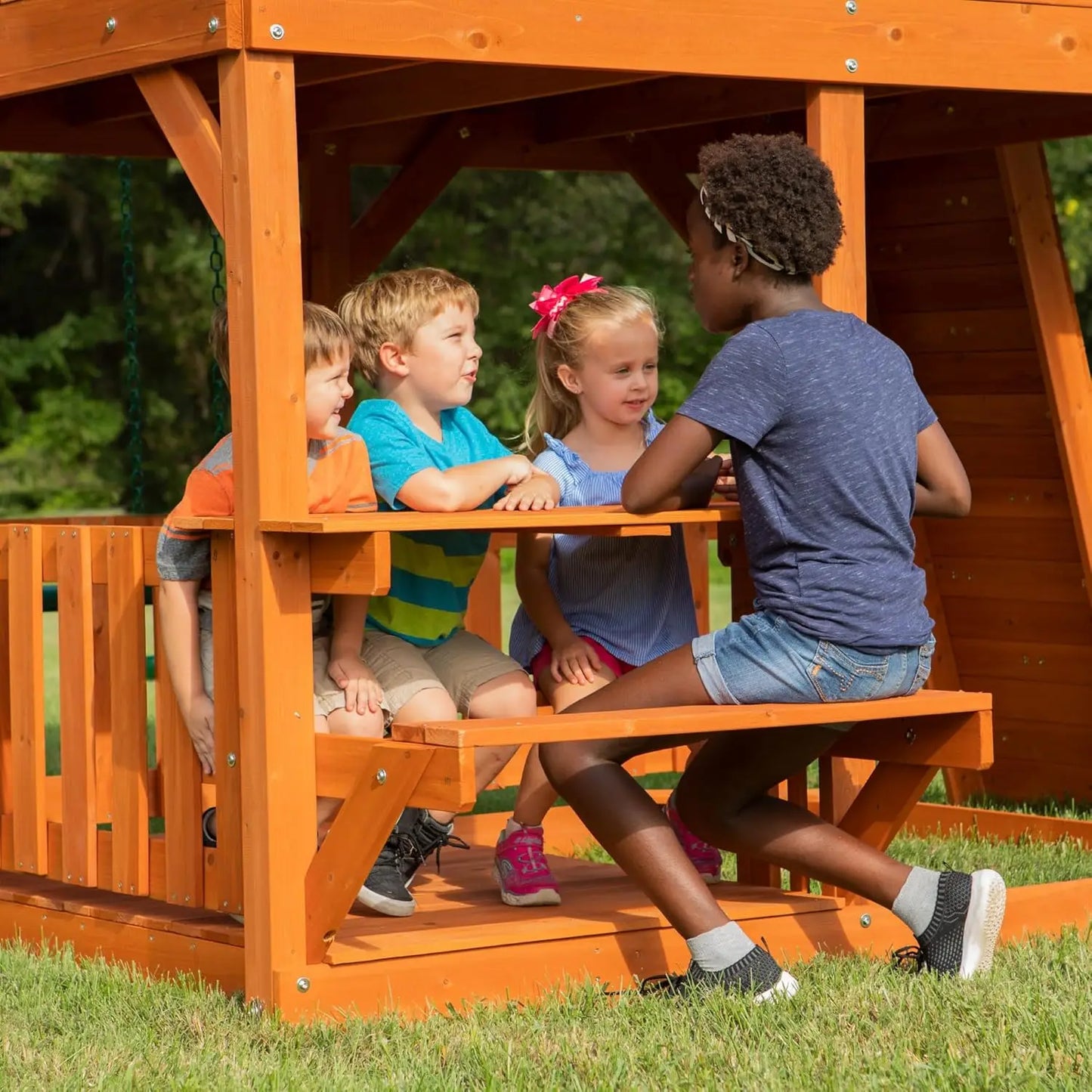 Cedar Wood Swing Set with Slide Monkey Bars