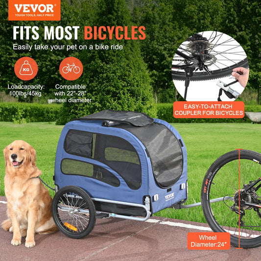 SucceBuy 100lbs Dog Bike Trailer Collapsible Pet Carrier