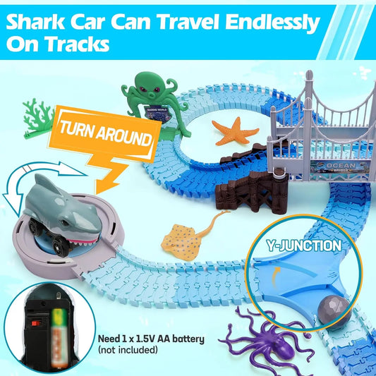 Shark Race Car Track Toy Set