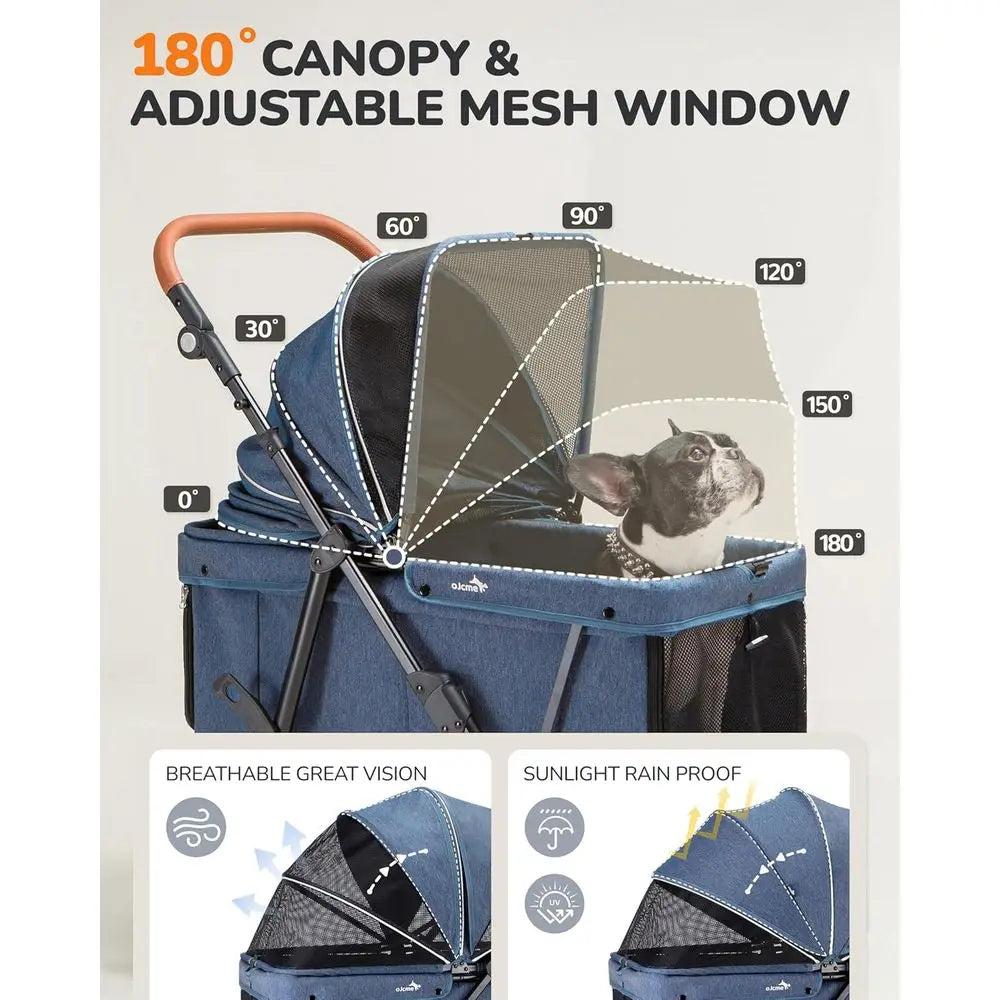 Extra Large Foldable Dog Stroller Ventilated Pet Carrier