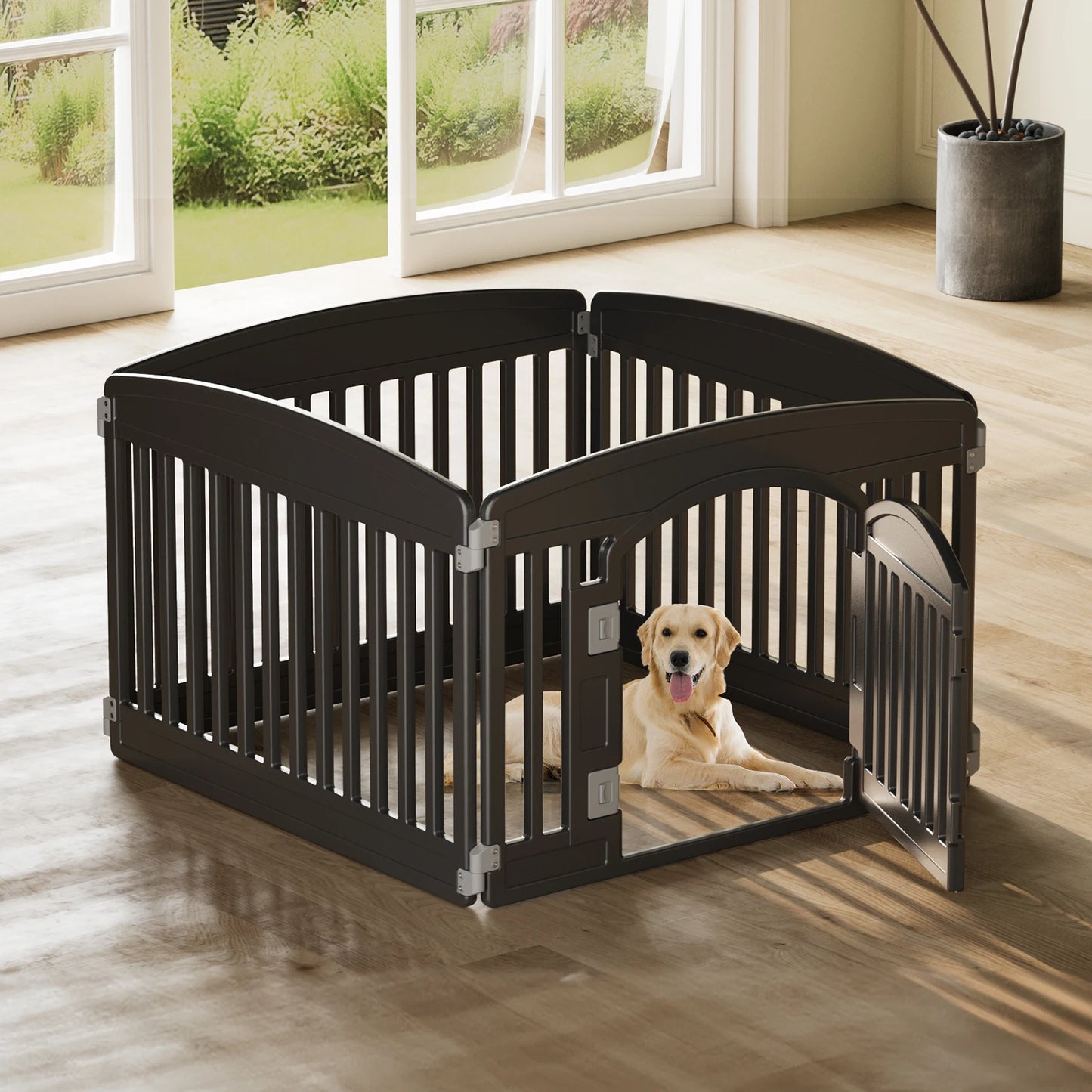 JHK 6-Panel Plastic Dog Playpen (24in, Expandable)