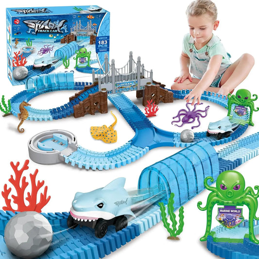 Shark Race Car Track Toy Set