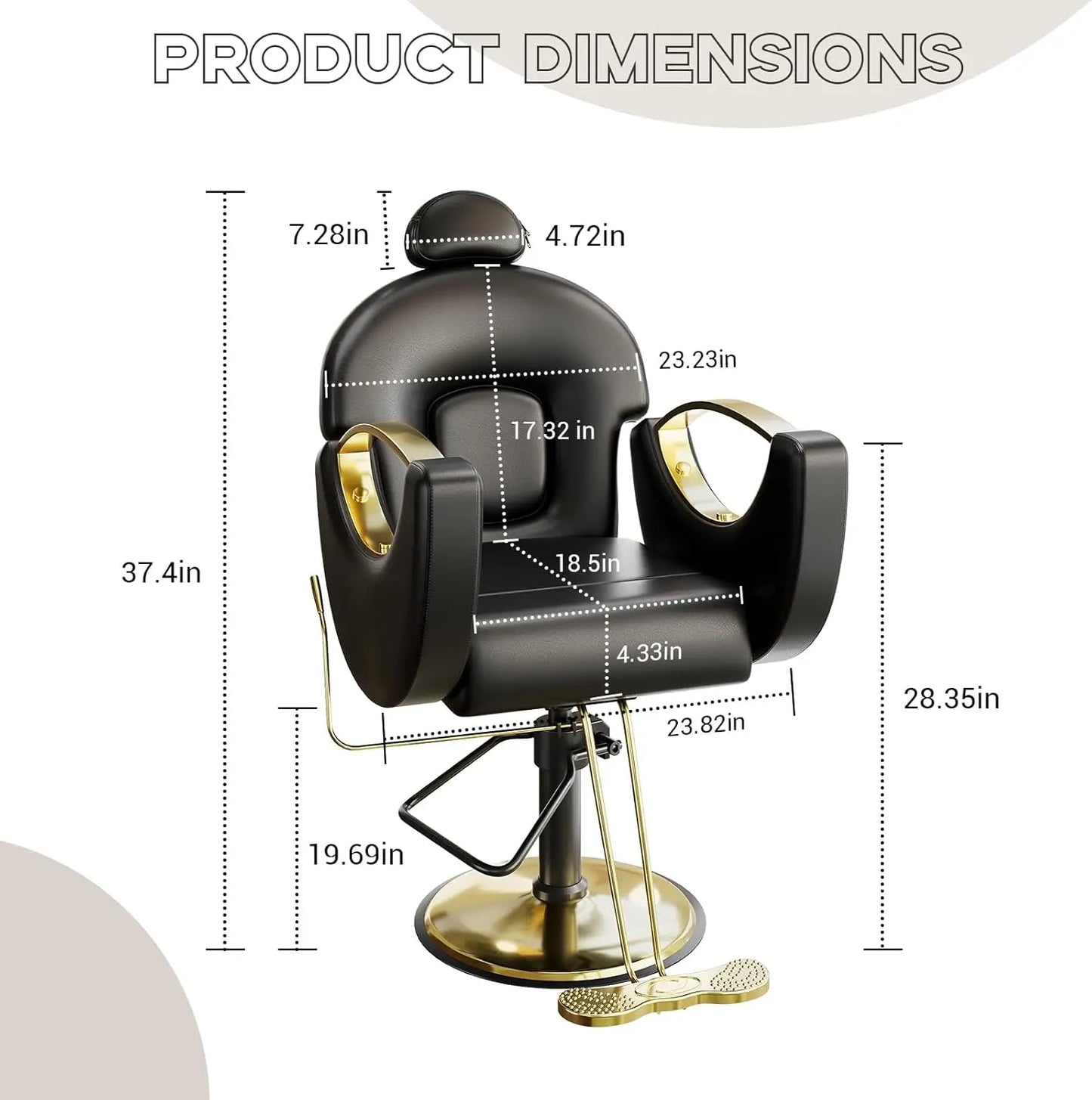 Reclining Barber Chair 360° Swivel Hydraulic Salon Chair