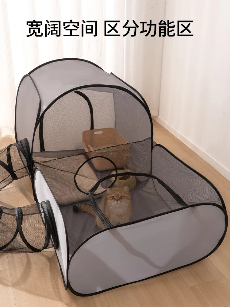 Square Gray Cats & Dogs Play Tunnel Foldable Pet Nest