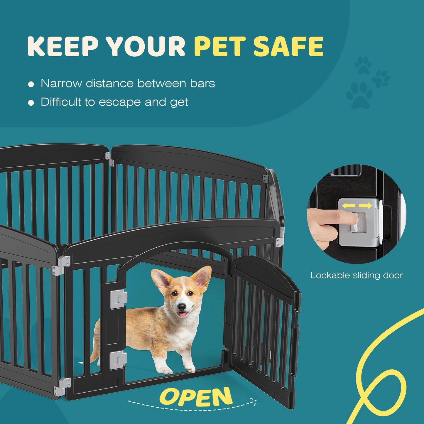 JHK 6-Panel Plastic Dog Playpen (24in, Expandable)