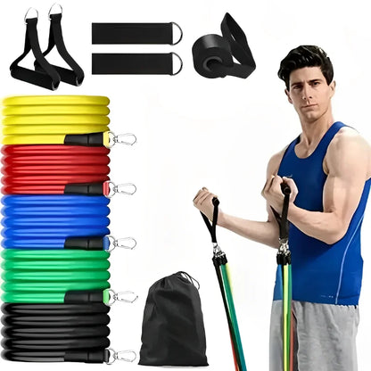 11pcs/Set Pull Rope Resistance Bands Portable Fitness Equipment