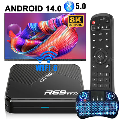 Android 14 TV Box R69 PRO Allwinner H728 Octa-Core WiFi 6 BT5.0 Voice Remote Control Box 1000M Support 8K Media Player