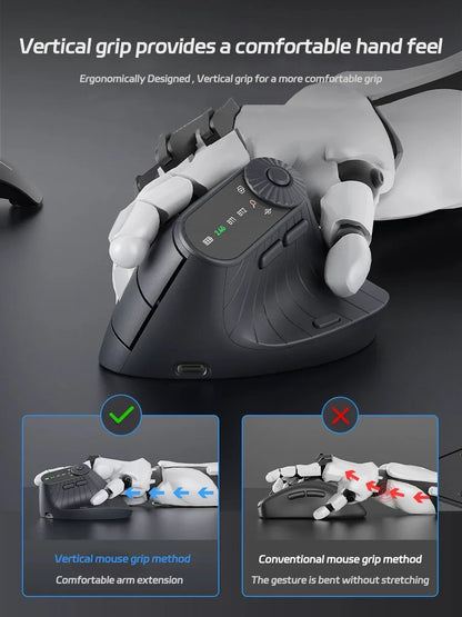 BT5.0 Wireless Vertical Mouse With Function Adjustment Knob