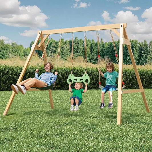 All Spruce Wooden Backyard Swing Set for Kids