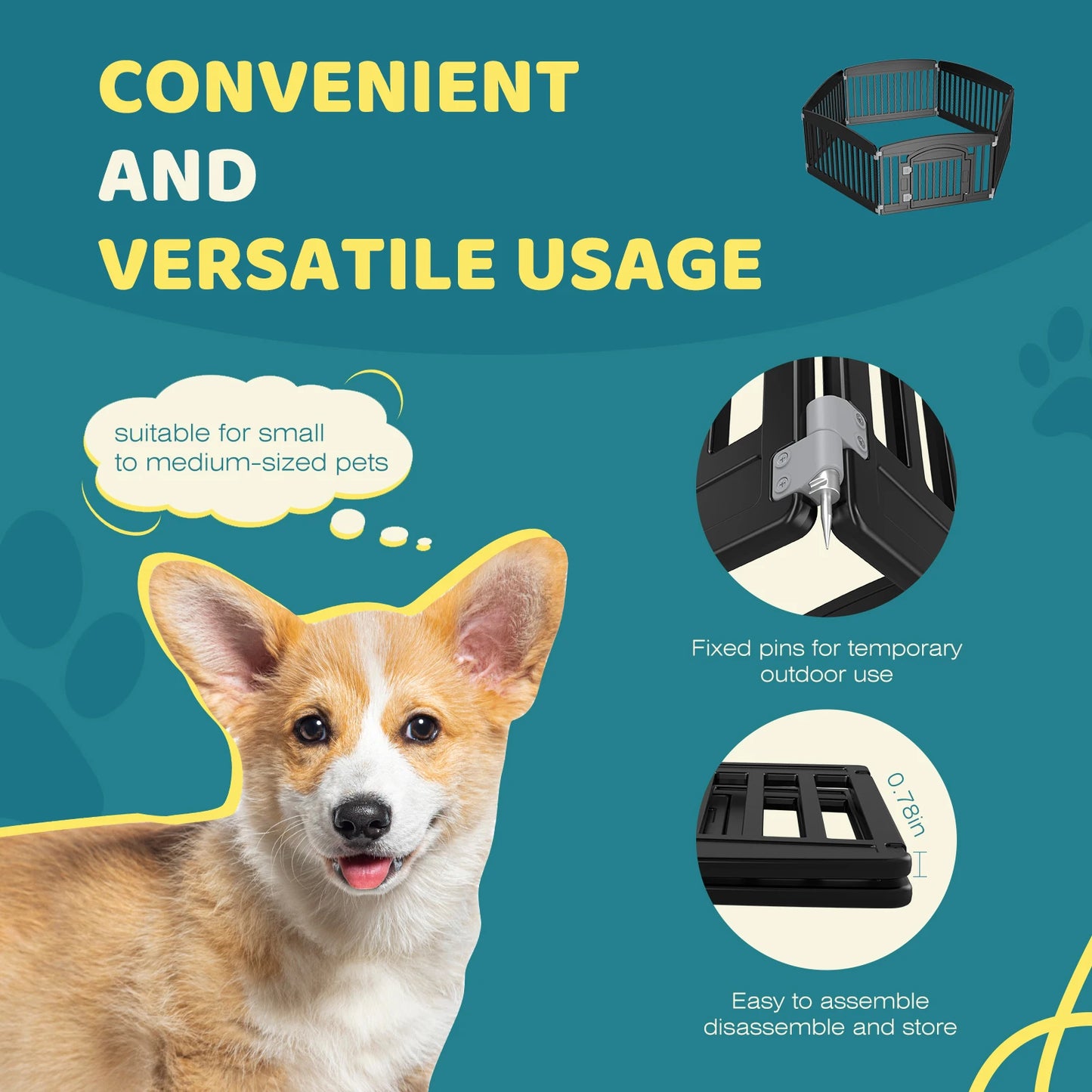 JHK 6-Panel Plastic Dog Playpen (24in, Expandable)