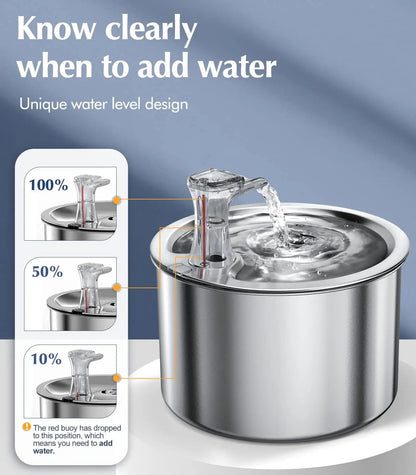 2L fully stainless steel pet water dispenser