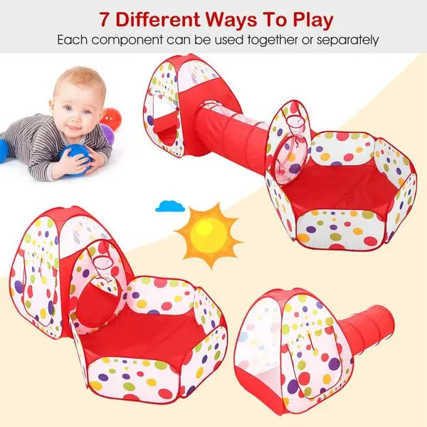 3 In 1 Child Crawl Tunnel Tent Kids Play Tent