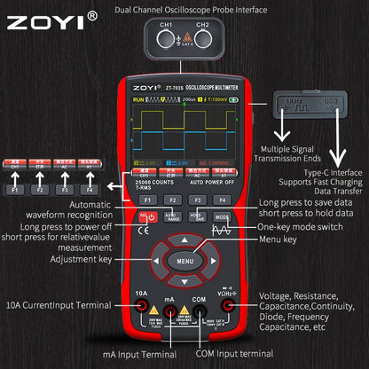 ZOYI ZT-703 Handheld digital oscilloscope multimeter