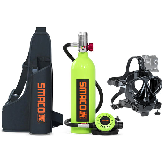 1L Scuba Diving Tank Set with Full Face Snorkel Mask