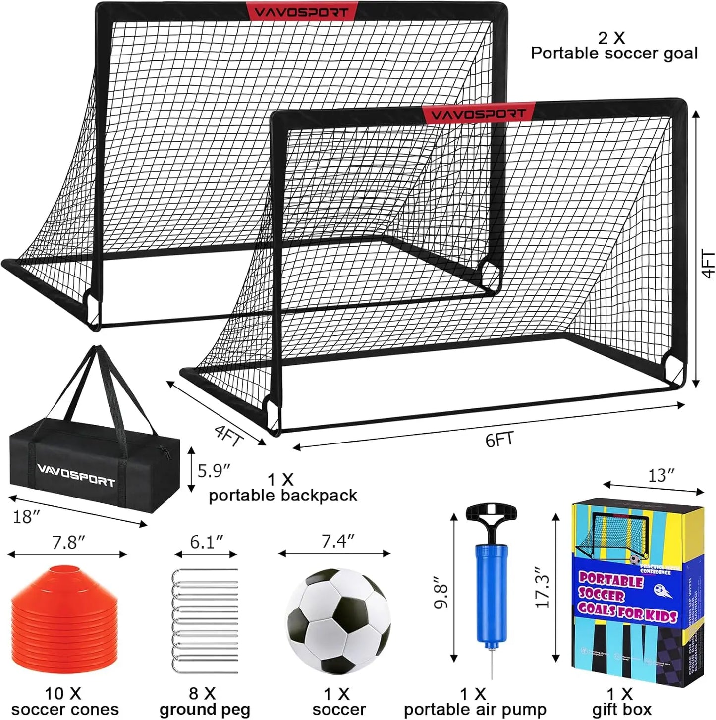 6x4 ft Portable Soccer Set for Toddler Youth Sports