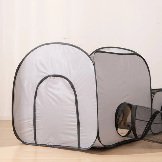 Square Gray Cats & Dogs Play Tunnel Foldable Pet Nest
