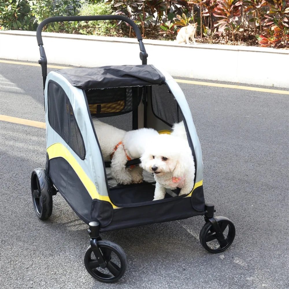 XXL Double Seat Dog Stroller Anti-Shock Pram