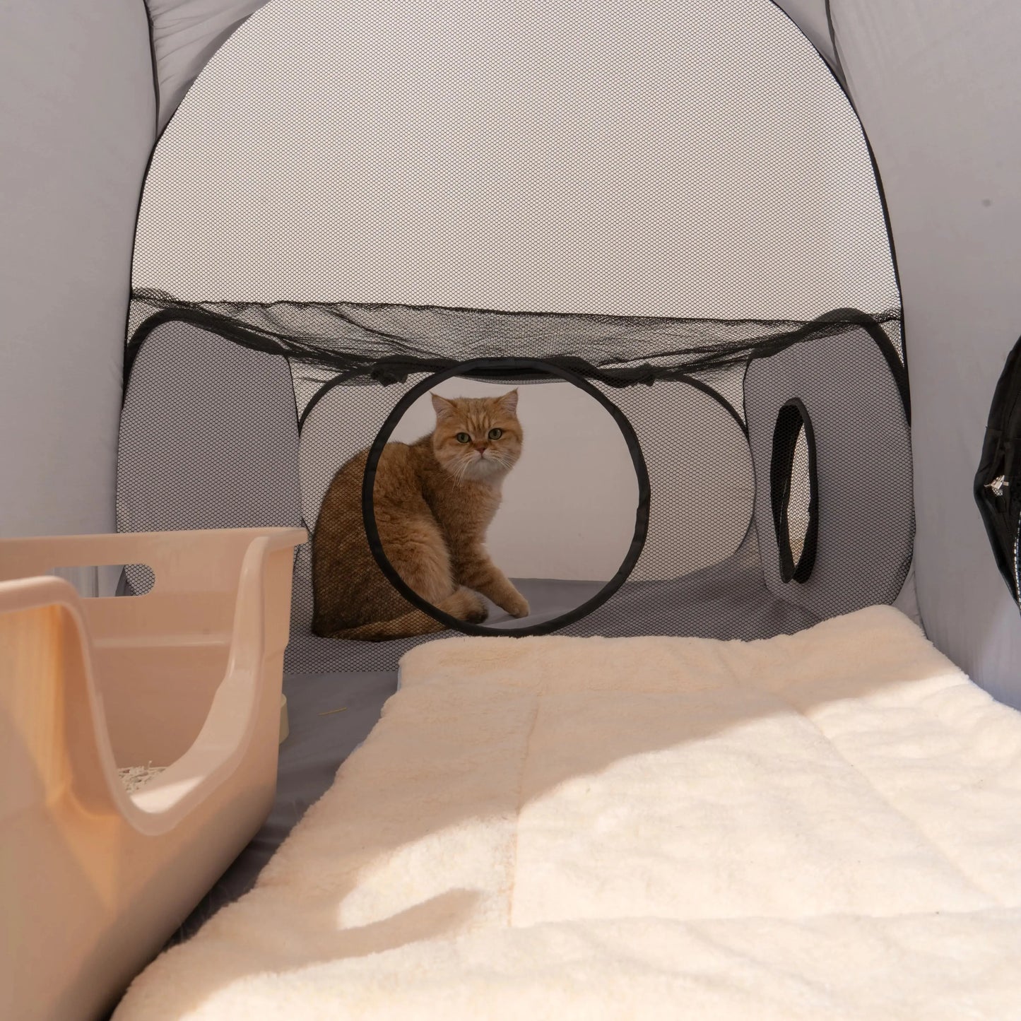 Square Gray Cats & Dogs Play Tunnel Foldable Pet Nest