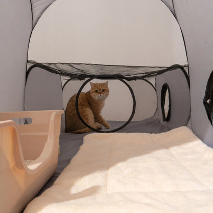 Square Gray Cats & Dogs Play Tunnel Foldable Pet Nest