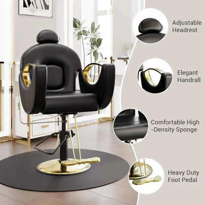Reclining Barber Chair 360° Swivel Hydraulic Salon Chair