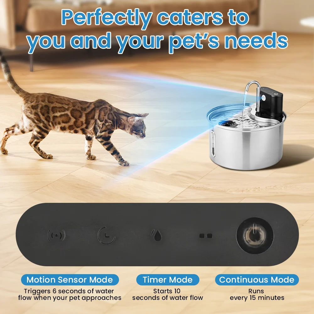 3.5L Smart Stainless Steel Pet Water Fountain