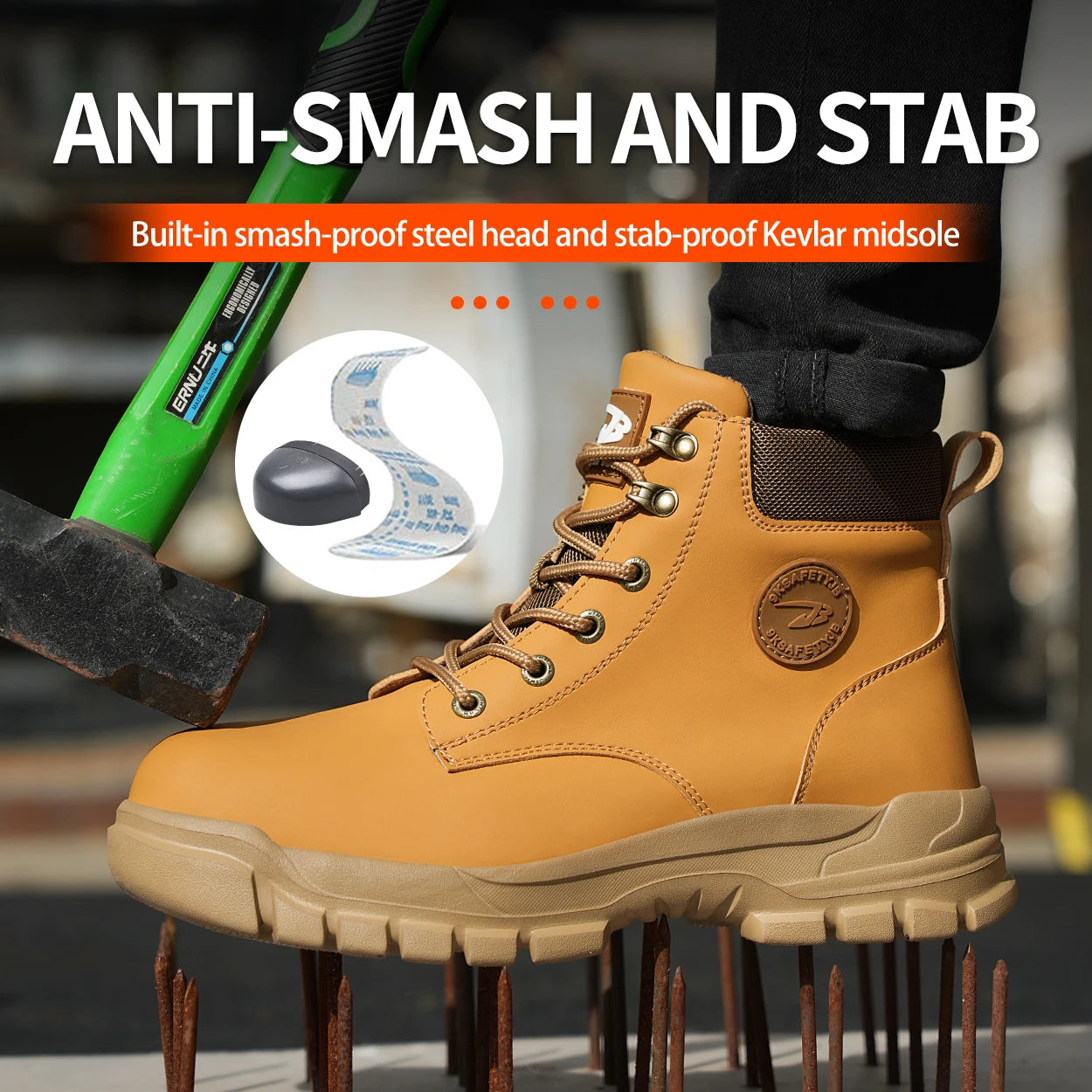 High-Top PU Anti-Smash Anti-Puncture Safety Shoes
