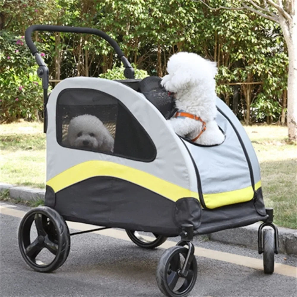 XXL Double Seat Dog Stroller Anti-Shock Pram