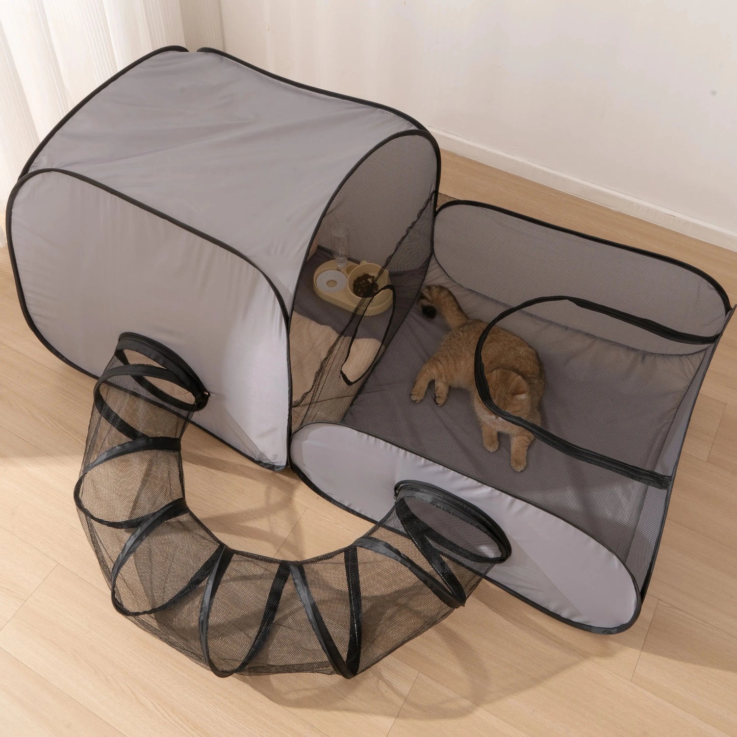 Square Gray Cats & Dogs Play Tunnel Foldable Pet Nest