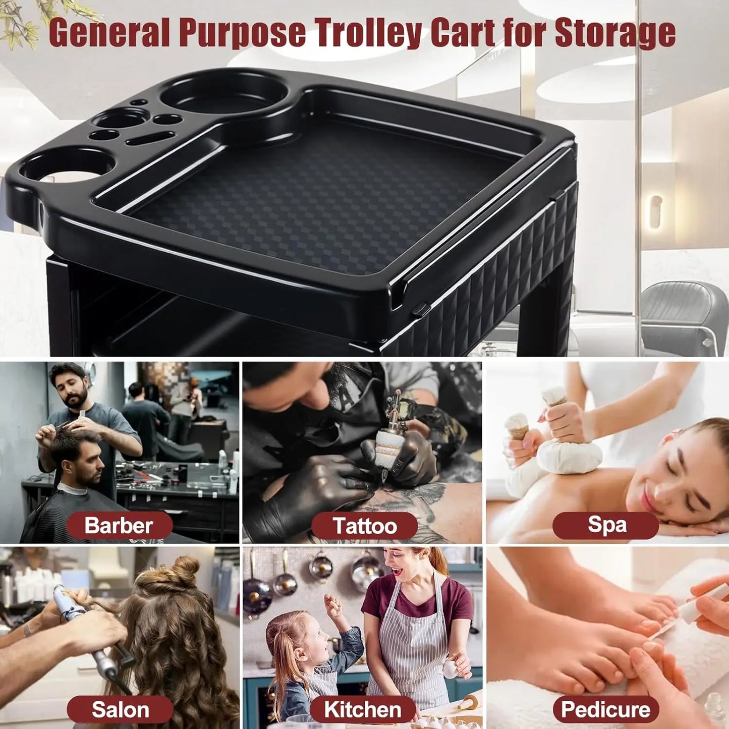 5-Tier Salon Rolling Cart Hairdressing Storage Trolley