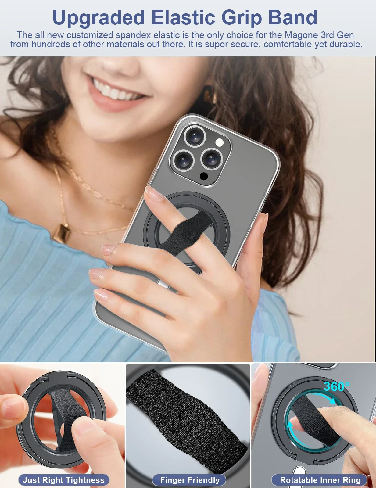 Removable Magnetic Ring Holder Kickstand Ring for iPhone 16,15,14,13,