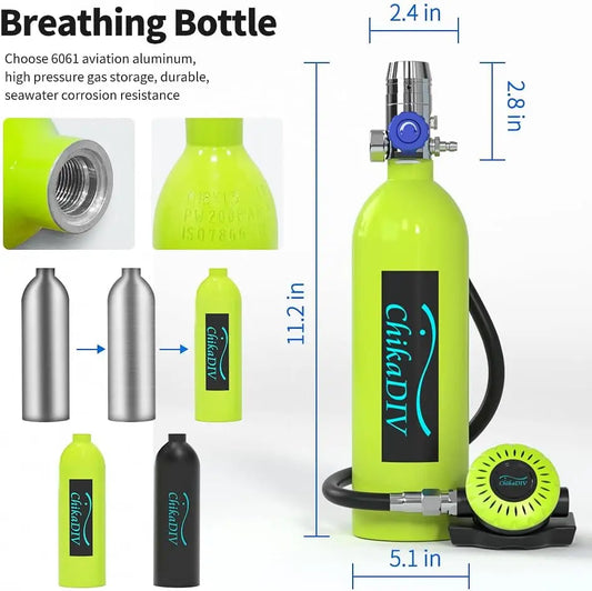 Scuba Diving Tank Set with Full Face Snorkel Mask