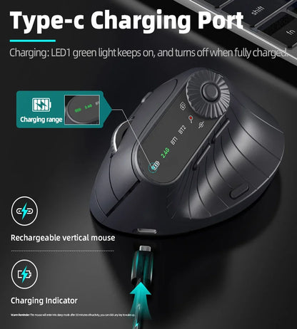 BT5.0 Wireless Vertical Mouse With Function Adjustment Knob