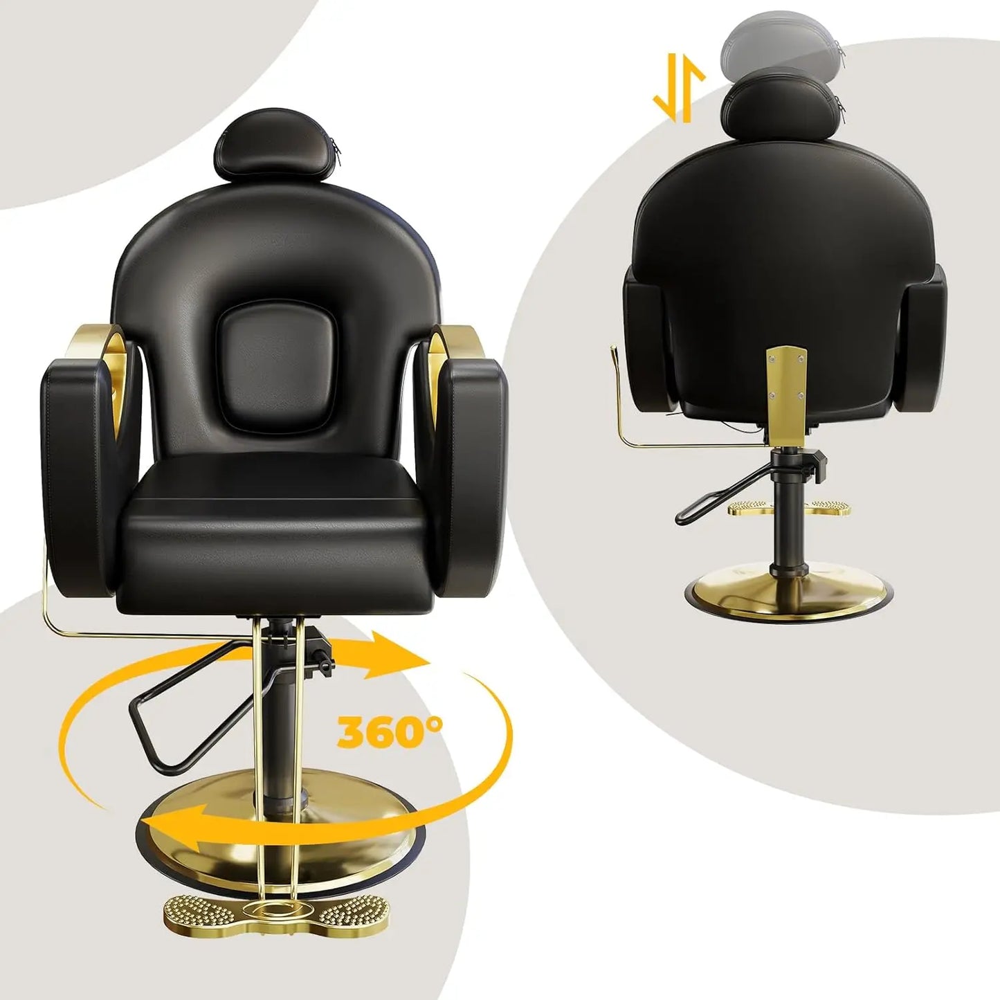 Reclining Barber Chair 360° Swivel Hydraulic Salon Chair