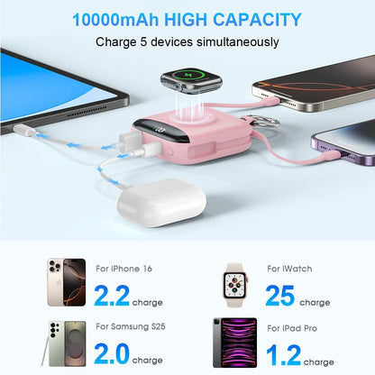 10000mAh 22.5W Fast Charging Power Bank with Built-in Cables,