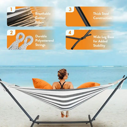 Hammock with Adjustable Stand (600lb Capacity)