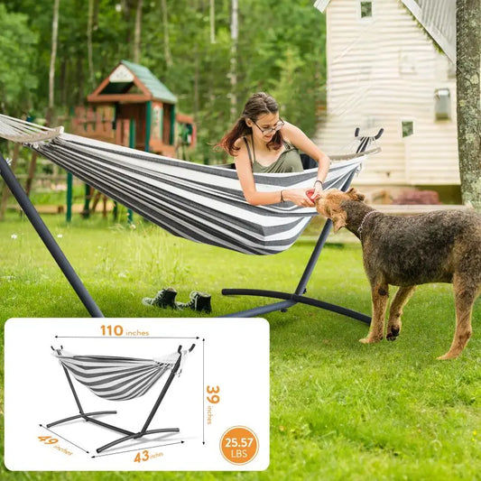 Hammock with Adjustable Stand (600lb Capacity)