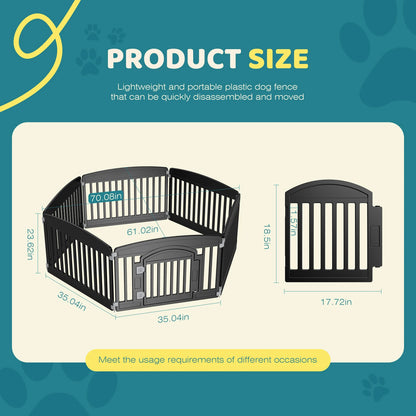 JHK 6-Panel Plastic Dog Playpen (24in, Expandable)