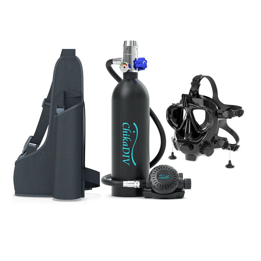 Scuba Diving Tank Set with Full Face Snorkel Mask