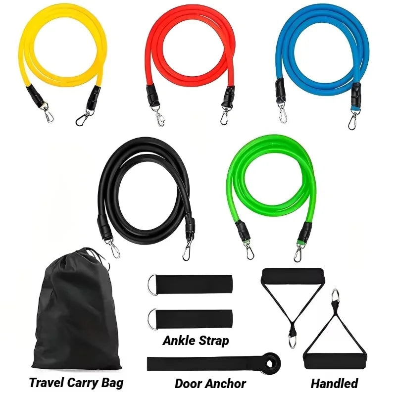 11pcs/Set Pull Rope Resistance Bands Portable Fitness Equipment