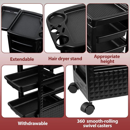 5-Tier Salon Rolling Cart Hairdressing Storage Trolley