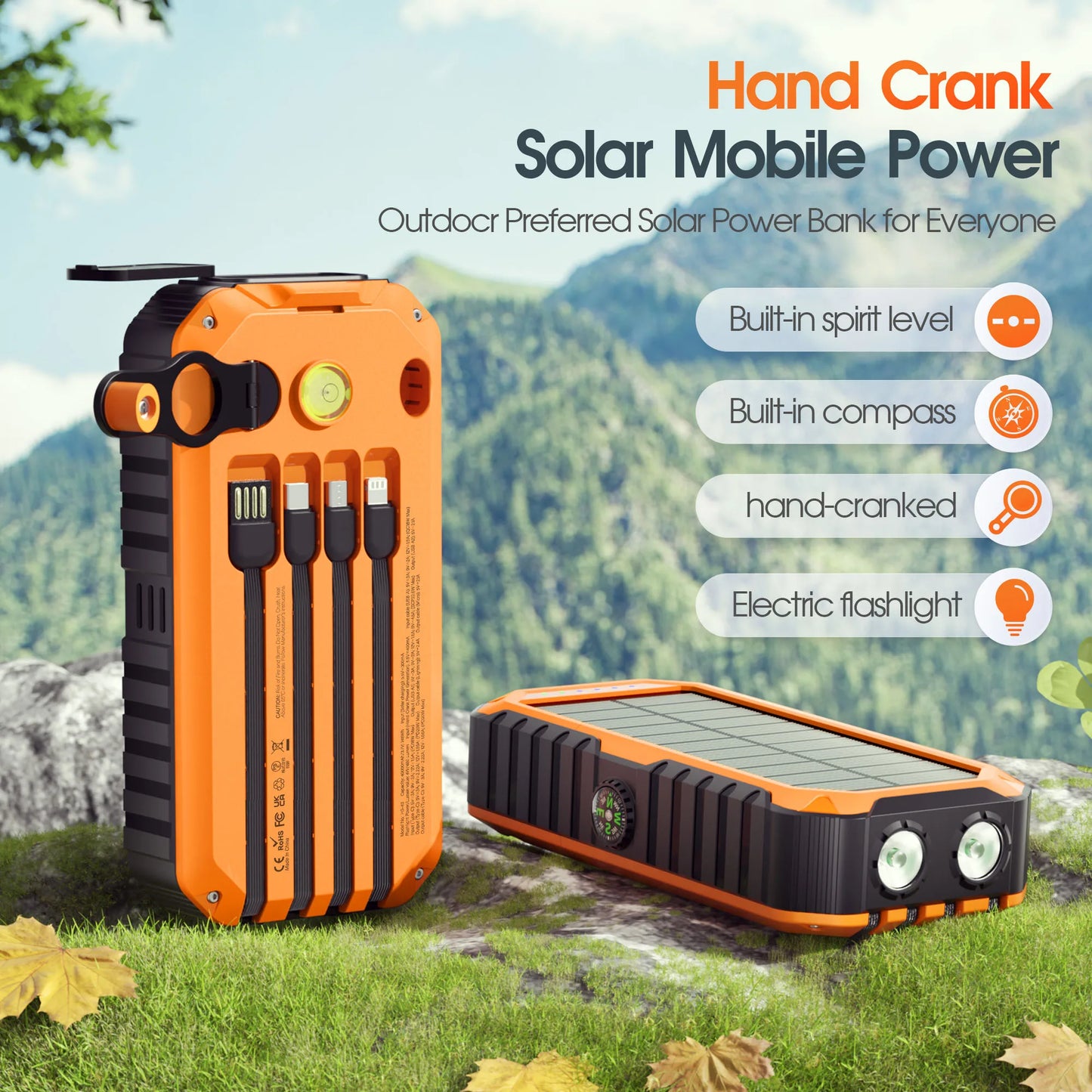 40,000mAh Solar Power Bank with Hand Crank