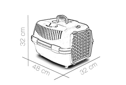 Carrier for Small Dogs and Cats (48×32×32 cm, Plastic with Steel Door)