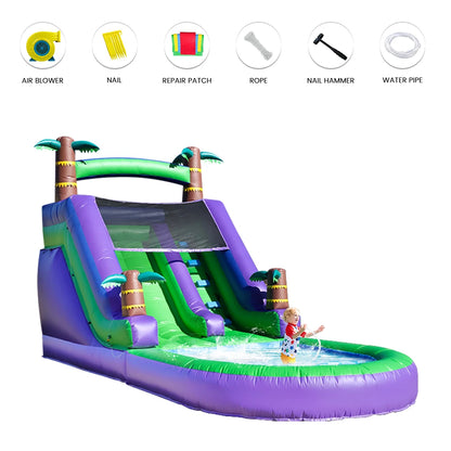 Giant Tropical Commercial PVC  Inflatable Water Slide