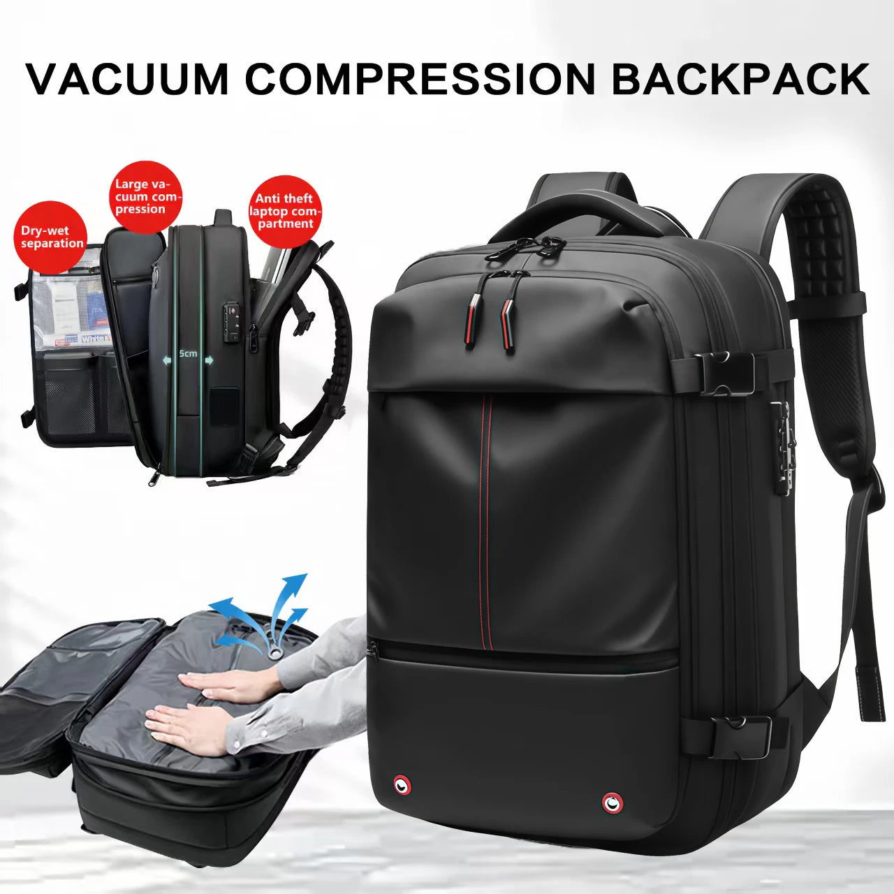Travel Backpack with Vacuum Compression & 17” Laptop Compartment